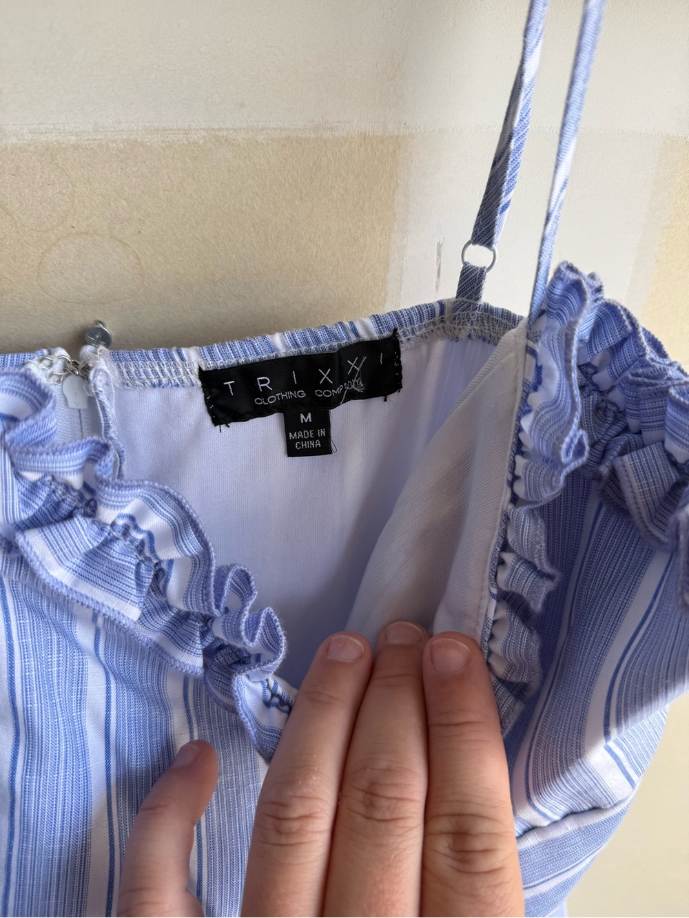 Trixxi Light Blue & White Striped Ruffle Sundress - Picture 2 of 4